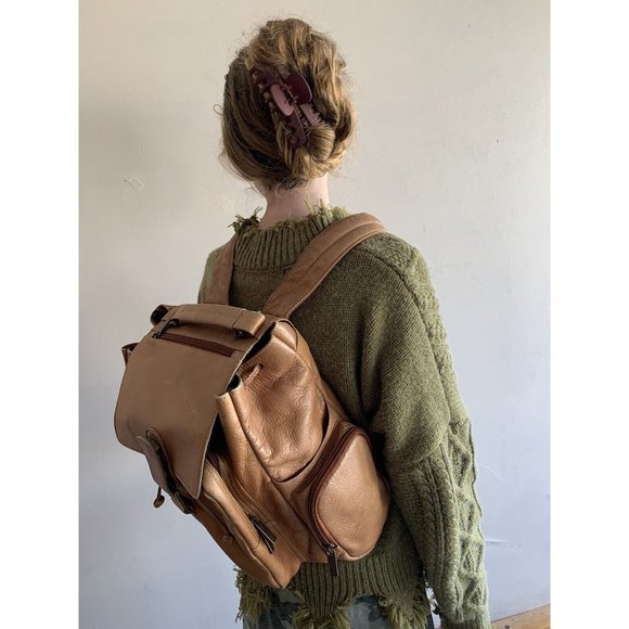 genuine leather small backpack purse main image 4
